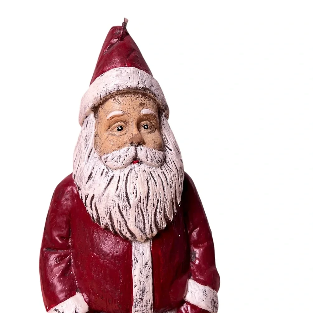 Pottery Barn Rustic Santa Claus Christmas Candle 9.29″‎ Large Unburned Holiday